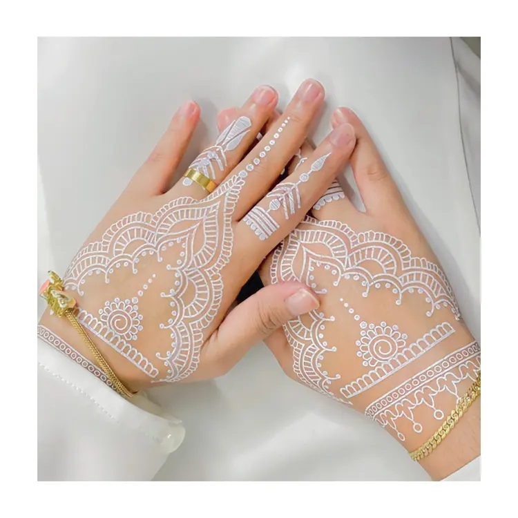 Atacado de fábrica nova moda branco henna tatuagem, jóias baratos, branco, não-tóxico, temporário, adesivo de tatuagem de henna