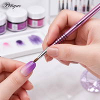Pinceaux à ongles 3D personnalisés avec logo, motif floral, pour gel acrylique, avec manche en métal rouge