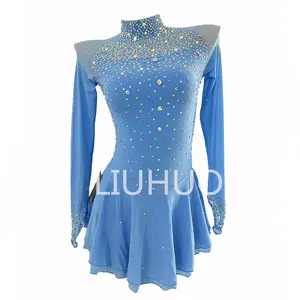 LIUHUO Custom Figure Skating Dress Girls Teens Sky Blue Ice Skating Dresses Competition Ballroom Gym And Fitness Costumes Women