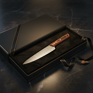 Faca de Chef Vintage de 8 Polegadas com Lâmina de Aço Damasco 9Cr18Mov e Cabo de Madeira, Caixa de Presente Estilosa para Uso Alimentar - Product Image 5