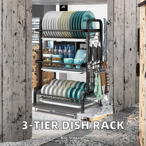 Organizador <span class=keywords><strong>de</strong></span> cocina <span class=keywords><strong>de</strong></span> acero al carbono <span class=keywords><strong>de</strong></span> <span class=keywords><strong>3</strong></span> niveles <span class=keywords><strong>de</strong></span> gran capacidad, estante para <span class=keywords><strong>platos</strong></span> y <span class=keywords><strong>escurridor</strong></span>, soporte <span class=keywords><strong>de</strong></span> almacenamiento, <span class=keywords><strong>escurridor</strong></span> <span class=keywords><strong>de</strong></span> <span class=keywords><strong>platos</strong></span> <span class=keywords><strong>de</strong></span> Metal - Product Image 3