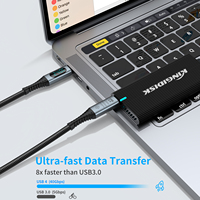 Kabel pengisian daya Cepat USB C ke C 240W, dengan layar LED, PD3.1 USB 4 8K/60Hz, kabel Tipe C kepang nilon