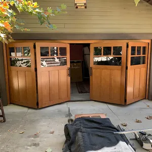 Porte de chariot en bois au design rustique américain Porte de salon extérieure pliante Portes de garage automatisées en aluminium