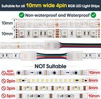 Connecteur de bande LED COB IP68, couleur unique, 8 mm, 10 mm, sans soudure, fil LED à souder, prise 2, 3, 4, 5 broches