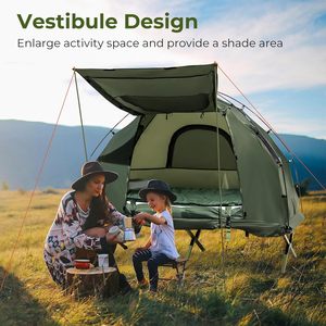 Cắm trại Lều cot, 5-trong-1 Gấp Cắm Trại giường với nệm không khí, gối, Túi ngủ, không thấm nước cao Lều nơi trú ẩn - Product Image 2
