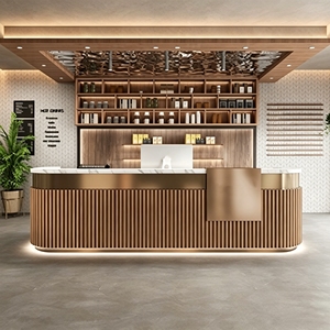 CR175 Office Furniture Beige Color Reception Desk Counter Desk for Modern Office and Hotel Interior with Customizable Sizes - Product Image 3