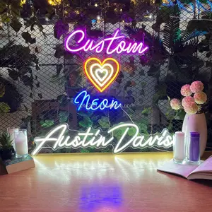 LED Dropshipping personalizzato lettera segno di Logo all'ingrosso No MOQ matrimonio decorazione per la camera da letto al Neon segno di affari