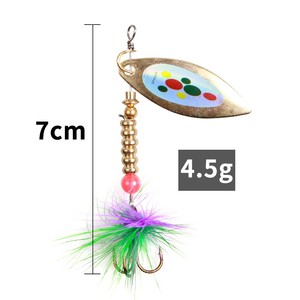Señuelo giratorio en línea LUSHAZER con pluma y hoja metálica, anzuelo triple, 4g 5g, para pesca de <span class=keywords><strong>trucha</strong></span>, lubina y lucio en agua dulce y río - Product Image 6