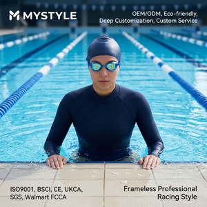 <span class=keywords><strong>Gafas</strong></span> de Natación de Competición con Logotipo Personalizado OEM, Sin Copa para los Ojos, Antivaho, Protección UV, Impermeables y Ecológicas - Product Image 1