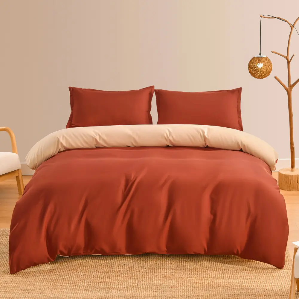 Домашний отель высокого качества двухсторонний Комплект постельного белья из микрофибры однотонный оранжевый постельное белье