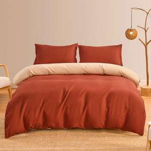 Set di biancheria da letto in microfibra a doppia faccia di alta qualità per Hotel di casa <span class=keywords><strong>copripiumino</strong></span> in cotone lavato arancione <span class=keywords><strong>tinta</strong></span> <span class=keywords><strong>unita</strong></span> - Product Image 1