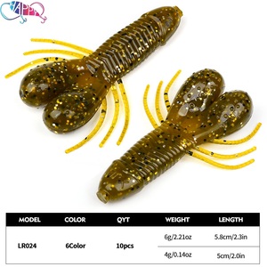 10 leurres souples vibrants en forme d'écrevisse à coulée lente 4g/6g pour la pêche au bar, au snakehead et au panfish – Leurres de pêche en eau douce ultra-réalistes - Product Image 2