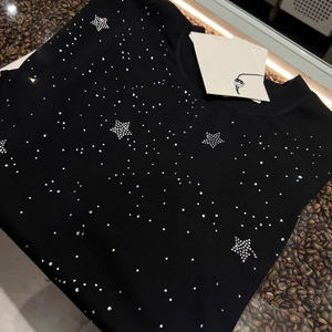 T-shirt pour homme de haute qualité, poids lourd, 100% coton, lettres personnalisées, cristaux brillants, coupe ample, respirant, transfert de chaleur en strass - Product Image 4