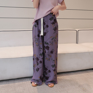 Pantalon ample à imprimé floral taille unique en viscose pour femme – Collection décontractée été 2026 - Product Image 1