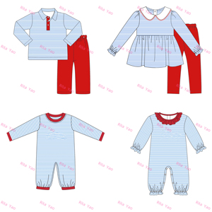 Ensemble tunique leggings pour enfants monogramme Ensemble de vêtements à col automne-<span class=keywords><strong>hiver</strong></span> pour petite fille Vêtements à manches longues en coton rayé - Product Image 2