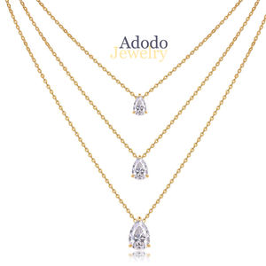 สร้อยคอจี้เพชรโมอิสซาไนต์ทรงลูกแพร์ 4 กะรัต คุณภาพ VVS1 ชุบทอง 18K ไม่ลอก ไม่ดำ ทำจากเงินแท้ S925 หลายขนาด ขายส่ง - Product Image 1