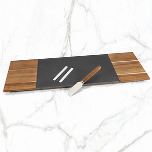 Juego de Tabla de Quesos de Madera de Acacia con Cuchillo de Acero Inoxidable, Duradero para Servir y Cortar Queso - Product Image 4