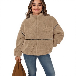 Veste Sherpa en fausse fourrure pour femme, manteau bomber en peluche à fermeture éclair, coupe ample, vêtements d'extérieur décontractés pour l'automne et l'hiver - Product Image 5