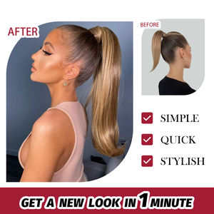 Extension per <span class=keywords><strong>Coda</strong></span> <span class=keywords><strong>di</strong></span> <span class=keywords><strong>Cavallo</strong></span> con Clip a Griffe in Fibra Resistente alle Alte Temperature, <span class=keywords><strong>Lunga</strong></span>, Liscia e Setosa, Bionda, con Elastico, Facile da Applicare - Product Image 6