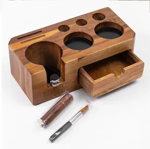 Soporte organizador de cajón rectangular clásico de madera de 51 mm para tamper de café multifunción, soporte para portafiltro de <span class=keywords><strong>molinillo</strong></span> 3/5 y estante de almacenamiento - Product Image 6