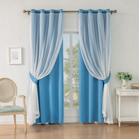 Rideaux à œillets double couche personnalisés, prix bas, voile transparent, rideaux de fenêtre, tissu de rideau enroulable pour la vente en gros de textiles de maison