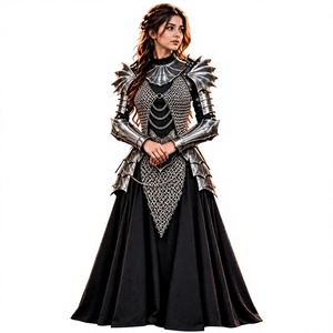 Traje de Armadura Medieval Plateada de Aluminio con Detalles de Placas de Malla, Disfraz de Moda, Artesanía Metálica, Estilo Antiguo Moderno - Product Image 2