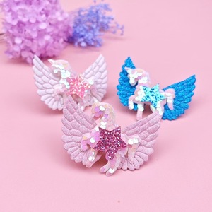 Pinza de Pelo Personalizada de Metal con Unicornio y Lazo de Estrella, Horquilla con Alas de Ángel Brillantes para Niñas, Accesorios Adorables para <span class=keywords><strong>el</strong></span> Cabello con Lentejuelas - Product Image 4