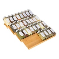 Étagère de rangement pour épices en bambou à 4 niveaux, à insérer dans un tiroir d'armoire ou sur un comptoir, organisation des tiroirs pour épices de cuisine