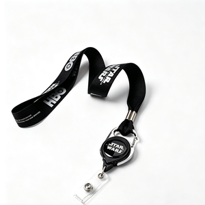 Lanière en polyester en gros avec enrouleur de badge rétractable, conception personnalisée OEM, lanière en polyester pour cadeaux promotionnels d'exposition - Product Image 1