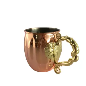 Customized logo Moscow Mule Copper Coated Mug Copper Plated Engraved Beer Drinking Stainless Steel Mugs