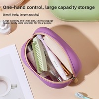 Sac de toilette en silicone personnalisé, sac cosmétique imperméable, sac de rangement de voyage portable grande capacité, simplicité urbaine mignonne, Chine