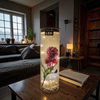 Lampe de nuit moderne en verre avec fleurs artificielles, LED cuivre 5V blanc chaud, piles AAA, pour chambre à coucher, fête des mères, Saint-Valentin, mariage