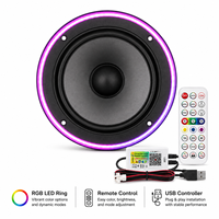 Anneau lumineux RGB pour haut-parleur automobile, éclairage ambiant LED avec télécommande pour haut-parleur audio de voiture, 3,5 à 12 pouces