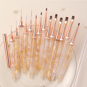Custom Logo 6 9 12 15 18mm Nail Art Brush <b>Set</b> with Holder Integrated Rest Acrylic <b>Paint</b> Liner Flat Round Oval Gel Brushes - Product Image 6