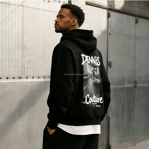 Sudadera con Capucha Corta para <span class=keywords><strong>Hombre</strong></span>, de Alta Calidad, con Logotipo Impreso en Negro, 100% Algodón, Personalizada, Unisex, con Estampado Puff, Sudadera Extra Grande con Capucha - Product Image 1