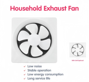 10-inch vuông loại giọng nói thấp Quạt hướng trục với động cơ đồng <span class=keywords><strong>PP</strong></span> lưỡi nhựa treo tường nhà bếp & Phòng tắm Quạt thông gió - Product Image 2