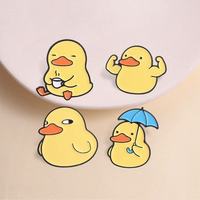 Broche en métal émaillée de haute qualité, motif canard jaune de dessin animé créatif et amusant, pour Meme, parapluie, tasse à café, sac à dos, veste