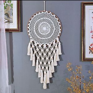 <span class=keywords><strong>Attrape</strong></span>-rêves en macramé tissé à la main en coton blanc, style bohème, avec long pompon détachable, pour contenants alimentaires - Product Image 3