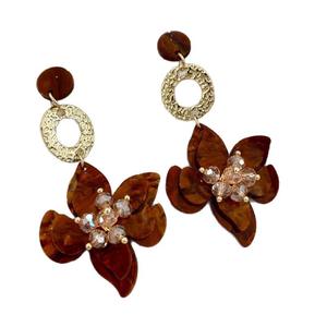 Boucles d'oreilles fleur en résine multi-éléments rétro haut de gamme pour femmes Boucles d'oreilles créoles <span class=keywords><strong>Vogue</strong></span> personnalisées à la mode élégantes - Product Image 1