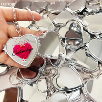 Porte-clés Cœur en Métal avec Logo Personnalisé, Cadeau Miroir de Poche de Voyage Compact en Forme de Cœur, Miroir de Maquillage Compact