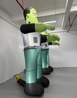 Monstre vert gonflable géant, modèle de zombie effrayant avec éclairage pour la publicité intérieure d'Halloween