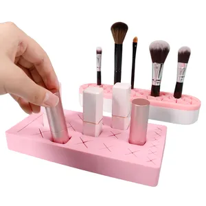 Organizador de escritorio con varias rejillas, caja de maquillaje para joyería cosmética, lápiz de cejas, cepillo de exhibición, almacenamiento de lápiz labial, soporte de silicona