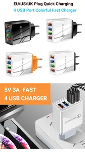 Quick Charge 4X3.0 ชาร์จ USB 48W 4 พอร์ตอะแดปเตอร์ QC 3.0 EU/US/UK ปลั๊กผนังโทรศัพท์มือถือ Fast Charger บ้านผนัง Charger