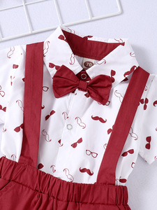 <span class=keywords><strong>Ensemble</strong></span> d'Été 2 Pièces pour Bébé Garçon: Haut à Manches Courtes et <span class=keywords><strong>Short</strong></span> à Bretelles Rouge 12-18 Mois - Product Image 4