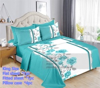 Parure de lit 6 pièces en coton imprimé floral, drap-housse King Size avec taies d'oreiller – Prix de gros et de détail