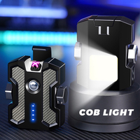 Briquet électrique rechargeable à double arc en gros, spinner à main en métal personnalisé avec lampe torche de type C pour l'utilisation de cigarettes