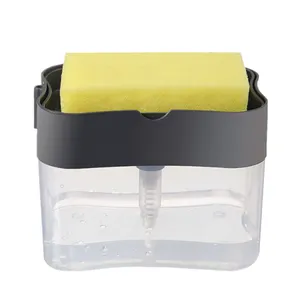 Дозатор жидкости для мытья кухни, ручной контейнер для мыла с губчатым держателем, домашние инструменты для хранения