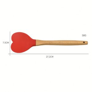 Spatule en bois et silicone en forme de cœur, personnalisable avec logo, pour cuisine, sans BPA, pour beurre, gâteau, pizza, pâtisserie, pâte - Product Image 2