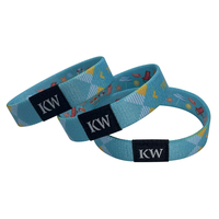 Bracelets promotionnels personnalisés en polyester extensible, imprimés par transfert thermique, imitation tissée antique, avec logo sur mesure