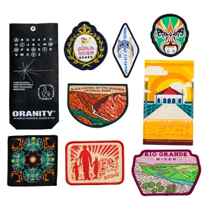 BL-W0009 Wholesale Fashion Multicolor Uniform Label Badges Tags Iron On Emblem Badges Custom Logo Woven Patch